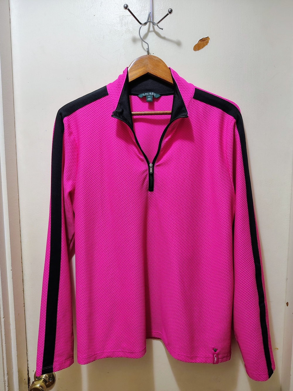 Lauren Ralph Lauren XXL Pink Black Stretch Quarter Zip Pullover